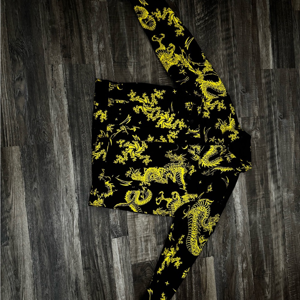 Forever 21 Black and Yellow Dragon Bomber Jacket